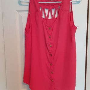 Pink sheer sleeveless blouse top